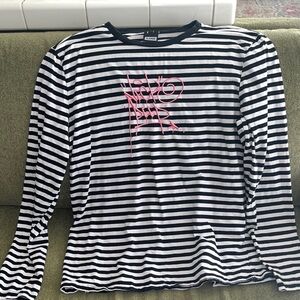 Neck Deep Striped Embroidered Long Sleeve Tee